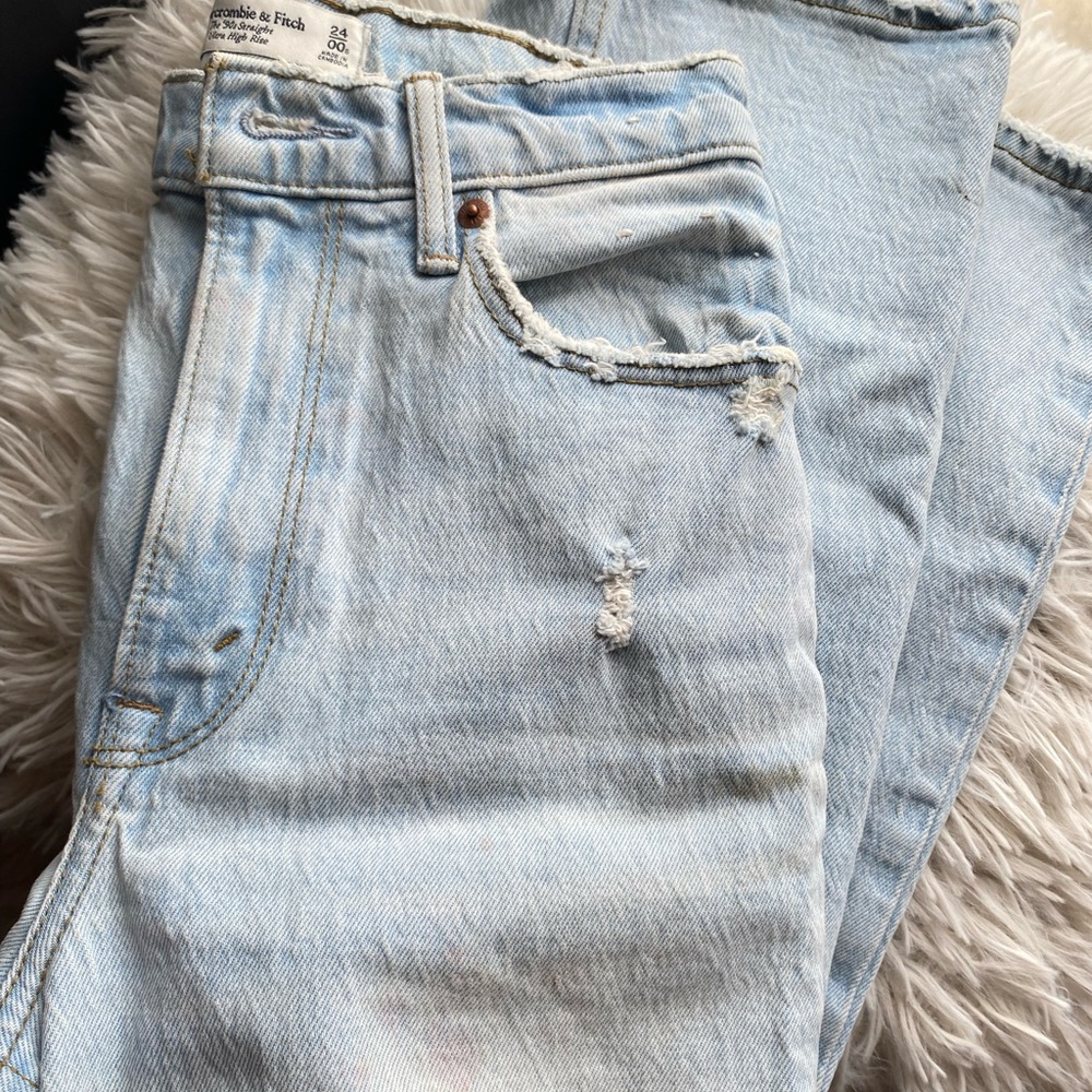 Abercrombie & Fitch Blue Boyfriend Jeans Distressed